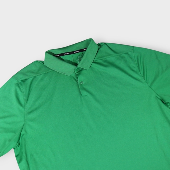 Nike Dri Fit Golf Swoosh Logo Green Short Sleeve Polo Athletic Shirt XL - Picture 2 of 8
